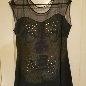 Navy blue wolf studded shirt!!